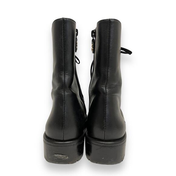STUART WEITZMAN Black Leather Lace-Up Laine Combat Boots Booties 37 US 7 - Picture 3 of 8